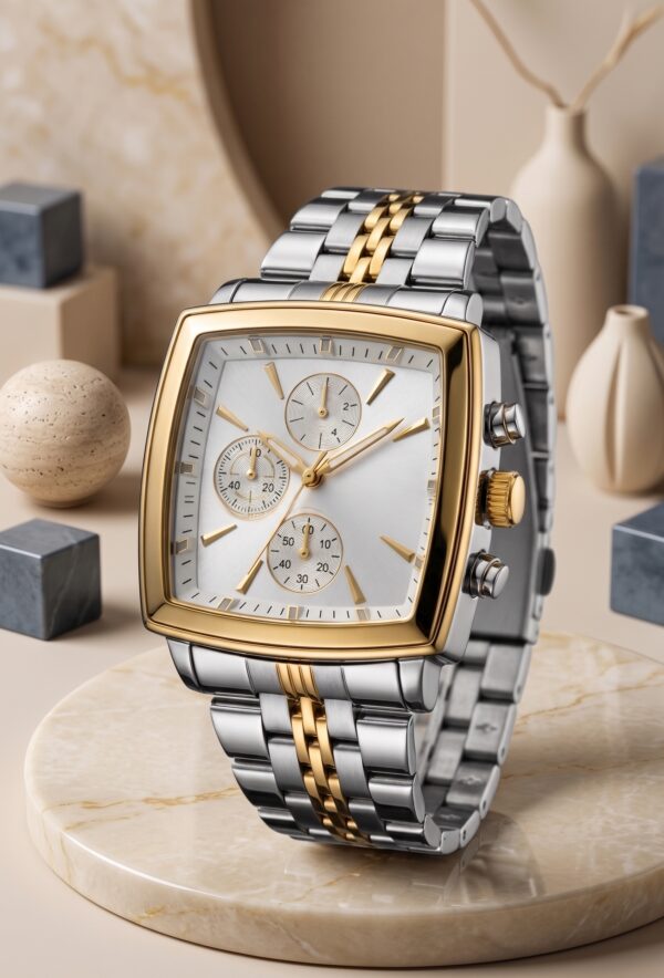 NEXT TIME Square Dial Quartz Watch (Silver)